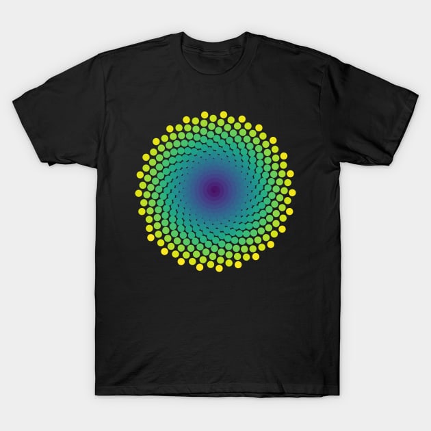 Dot Mandala | Light Peacock Yellow Red Blue T-Shirt by aRtVerse